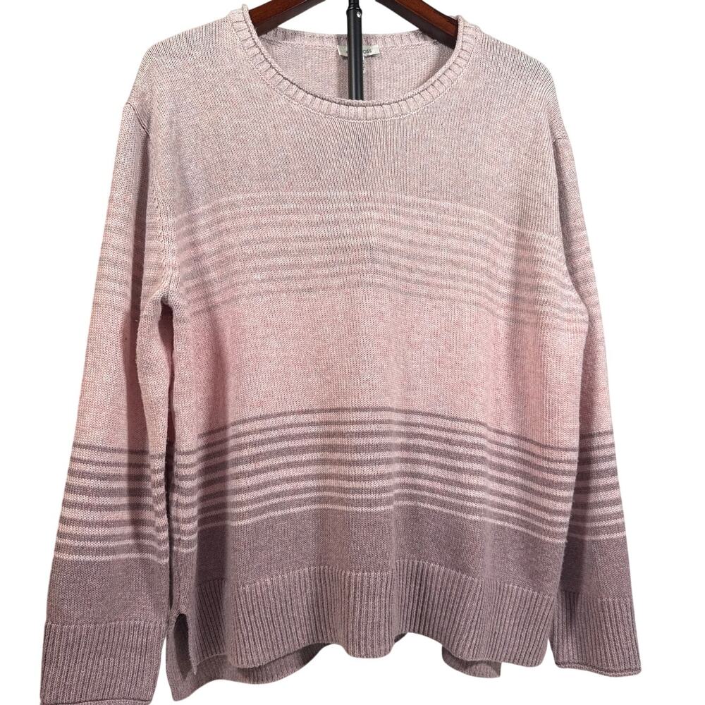 Ella Moss Pink & Purple Ombre Striped Knit Pullover Sweater Womens XL
